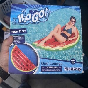 H2O GO! Bestway Watermelon Fruit Pool Float Water Lounge  66.5" x 31" x 7.1"